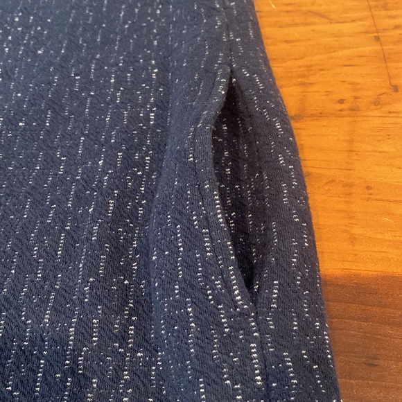 J Jill Pure Jill textured long sleeve boxy A line dress navy white Large  EUC - Picture 9 of 11